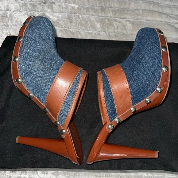 Dolce&Gabbana clogs heels 4” excellent condition denim n leather gorgeous sz 37 - Picture 8 of 8